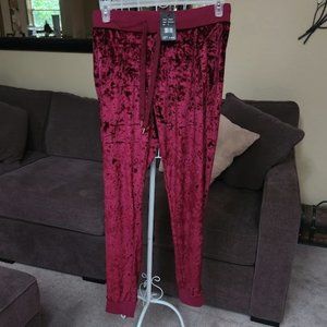 NWT RedFox Sz XL velvet burgundy red pants with drawstring waist